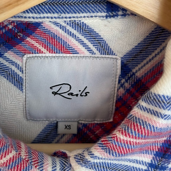 Rails Soft Plaid Button-up Top Hunter White Azure Scarlet XS - Picture 11 of 12